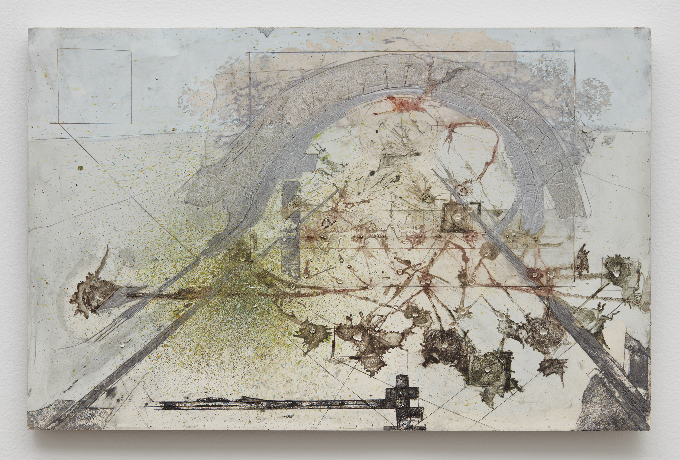 <i>Baum</i>, 2024. Intaglio and watercolor on polymer plaster composite, 12 5/8 x 19 3/8 in (32 x 49.3 cm)